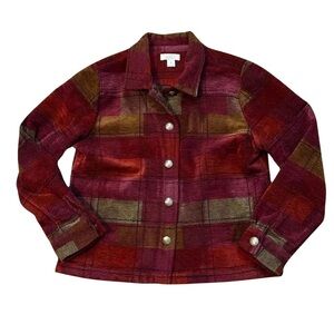 Christopher & Banks Pink,Red and Yellow Square Design Jacket Women Size Medium